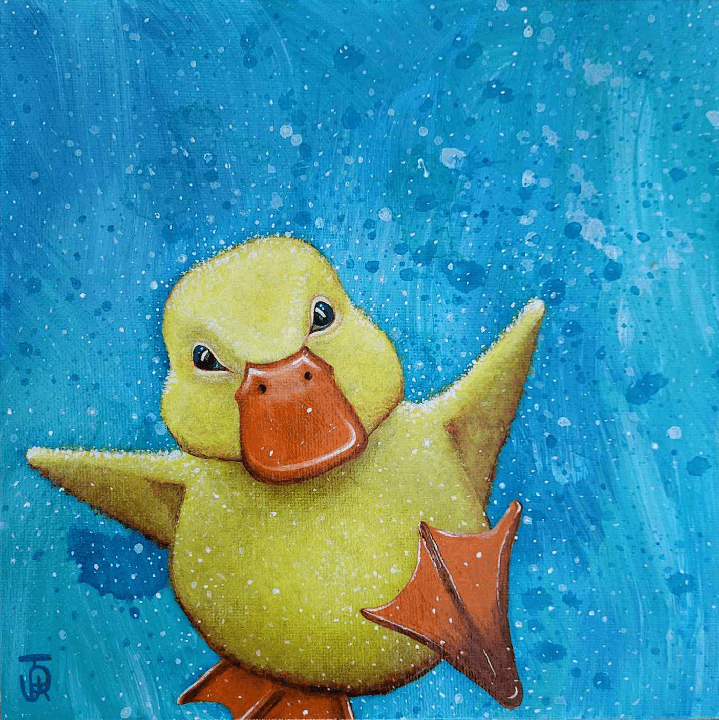 Wet Duck Painting. Acrylic on Canvas