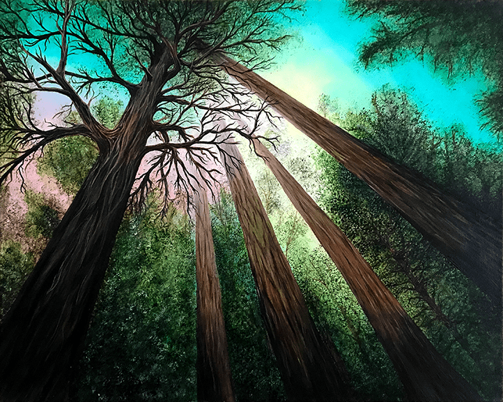 Perspective Tree Painting. Acrylic on Canvas