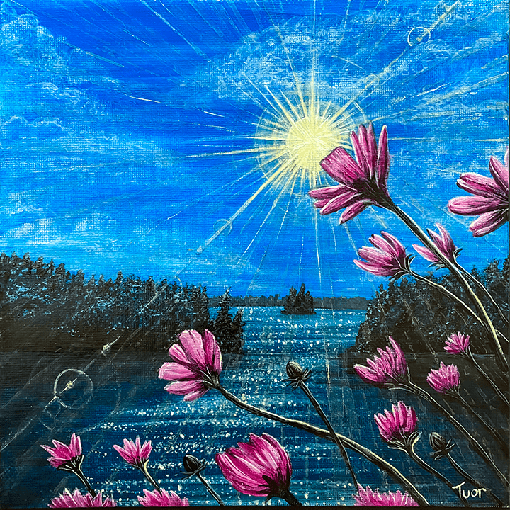 Sun Stroked Flowers. Acrylic on Canvas